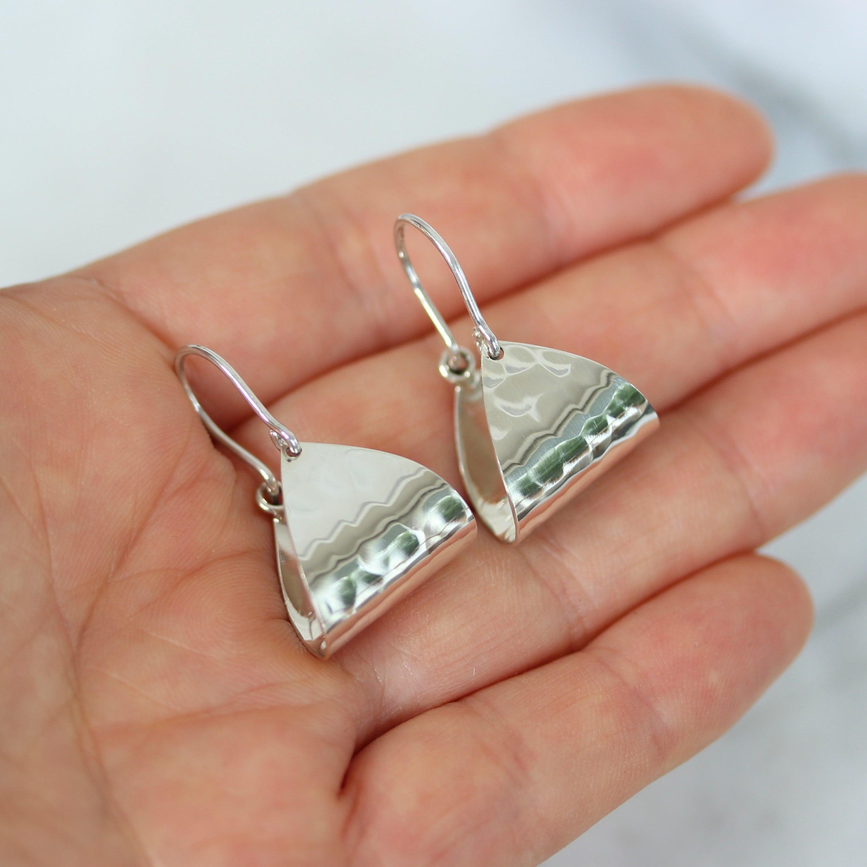 Sterling Silver Hammered Curved Open Hoop Earrings - STERLING SILVER DESIGNS