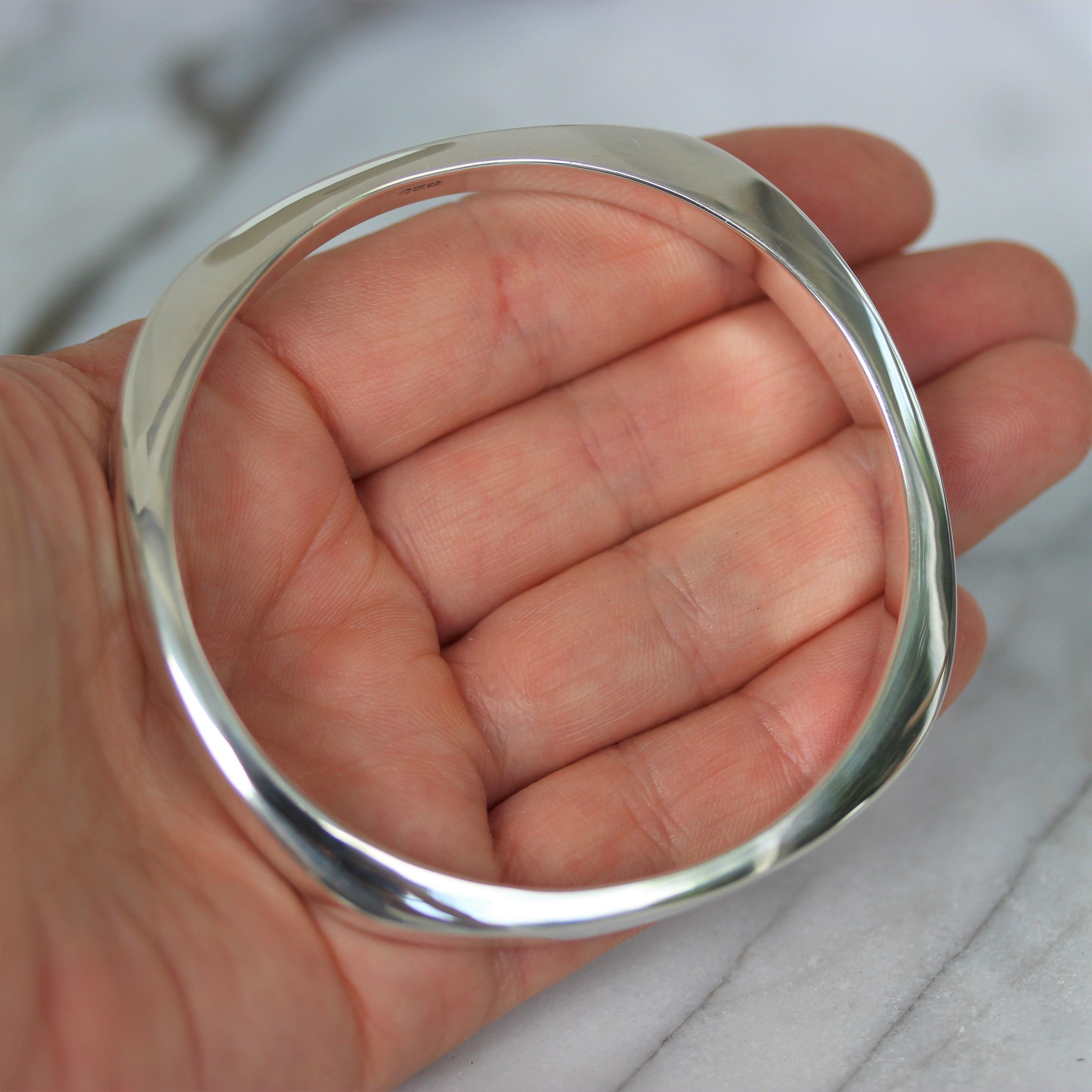 Sterling Silver 64mm Diameter Round Contemporary Bangle - STERLING SILVER DESIGNS