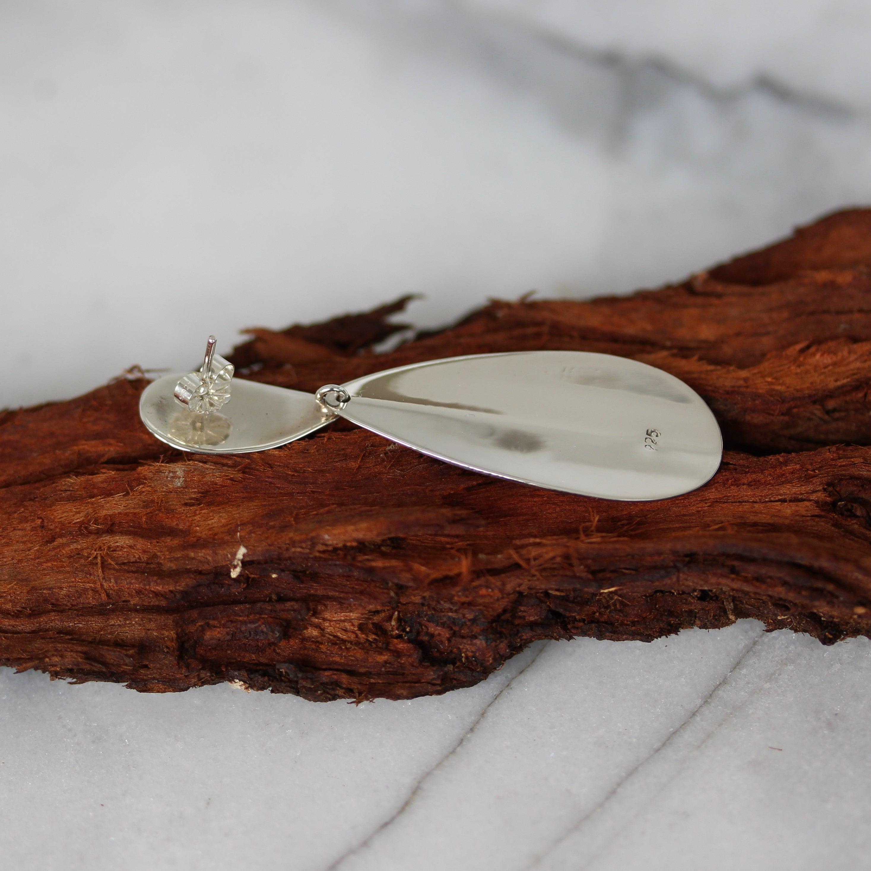 Sterling Silver Hammered Double Teardrop Long Earrings - STERLING SILVER DESIGNS