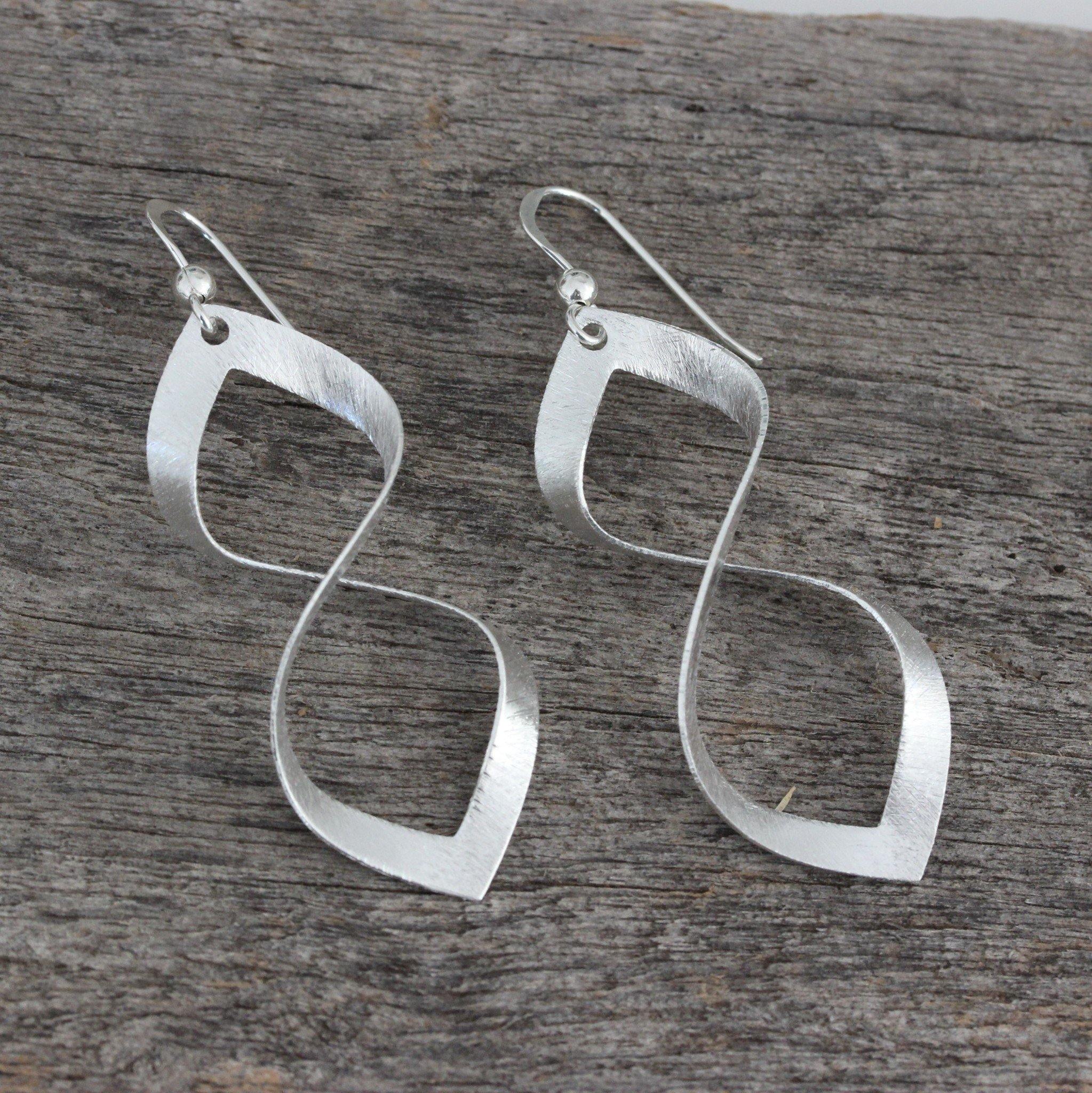 Sterling Silver Modern Twisted Number 8 Hook Drop Dangle Earrings - STERLING SILVER DESIGNS